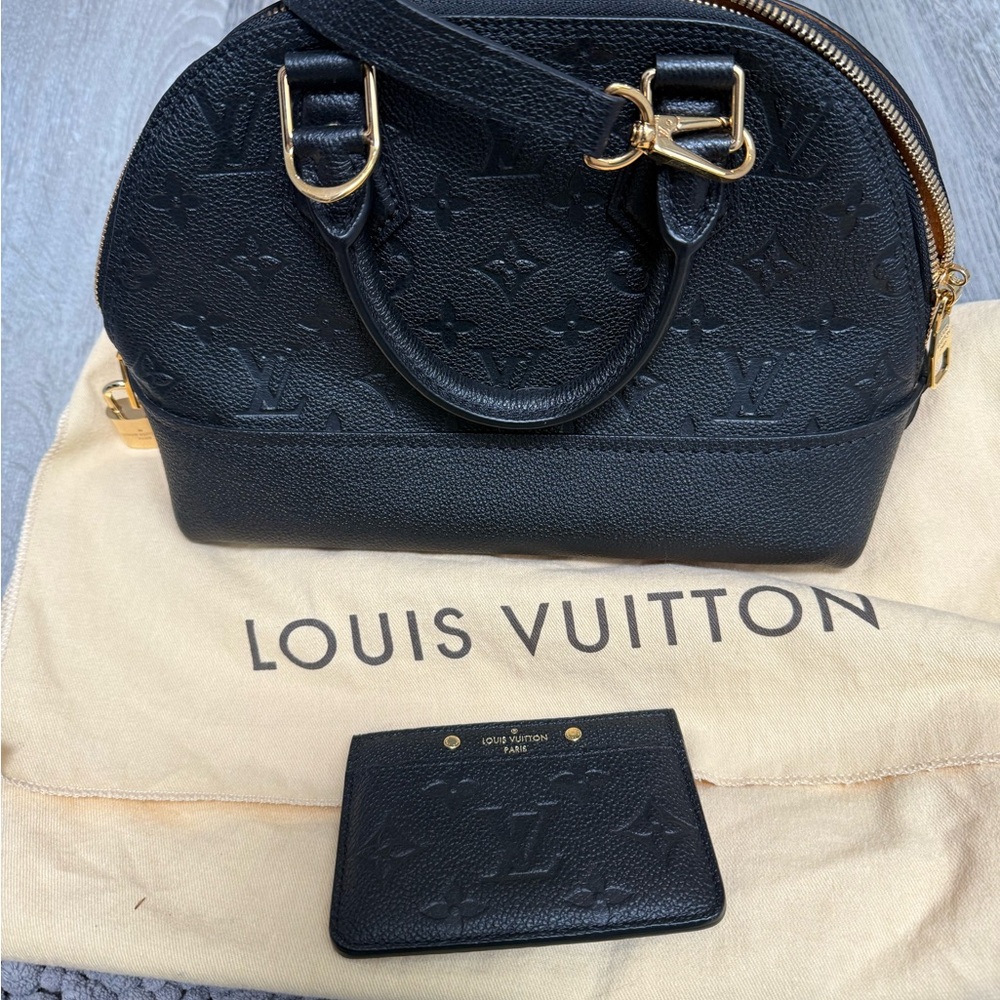 Louis Vuitton Black Satchel with Embossed Monogram